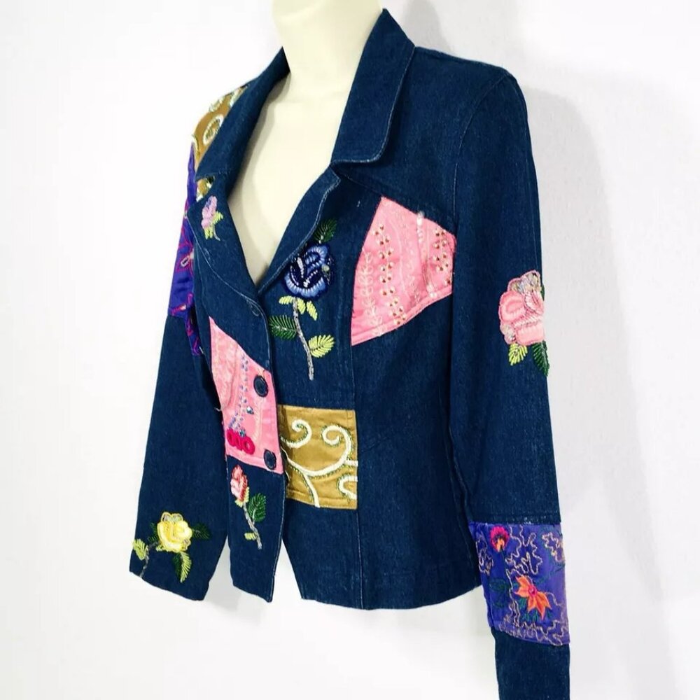 Together Vintage Patchwork Beaded Embroidered Den… - image 4